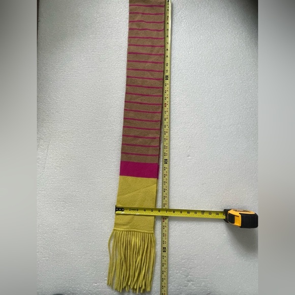 J,Crew  Scarf Women Warm Cashmere Wool Size 67x5.5 Shawl Cape Yellow/Pink/Tan - Picture 1 of 6
